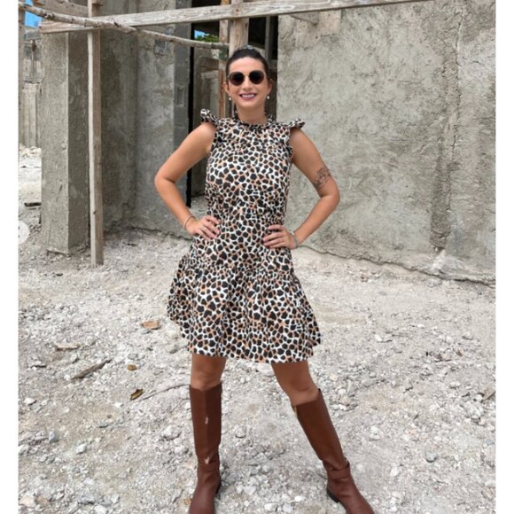 Sea New York Apollo Leopard Print Tiered Poplin Dress $395 - Picture 2 of 13